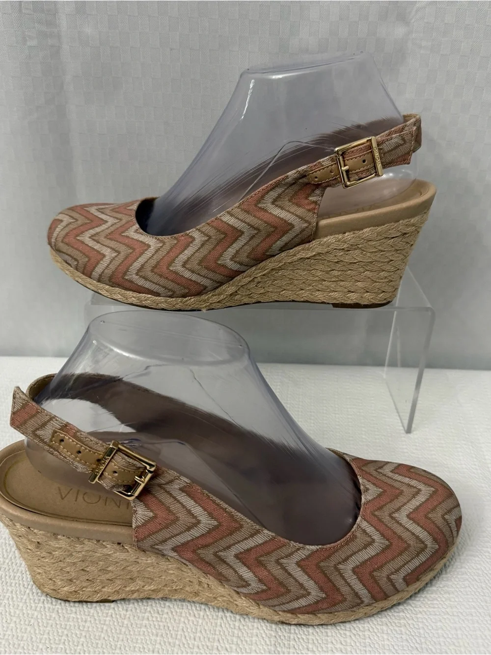 Vionic Coralina Chevron Espadrille Wedge‎ Sandals Womens Size 8